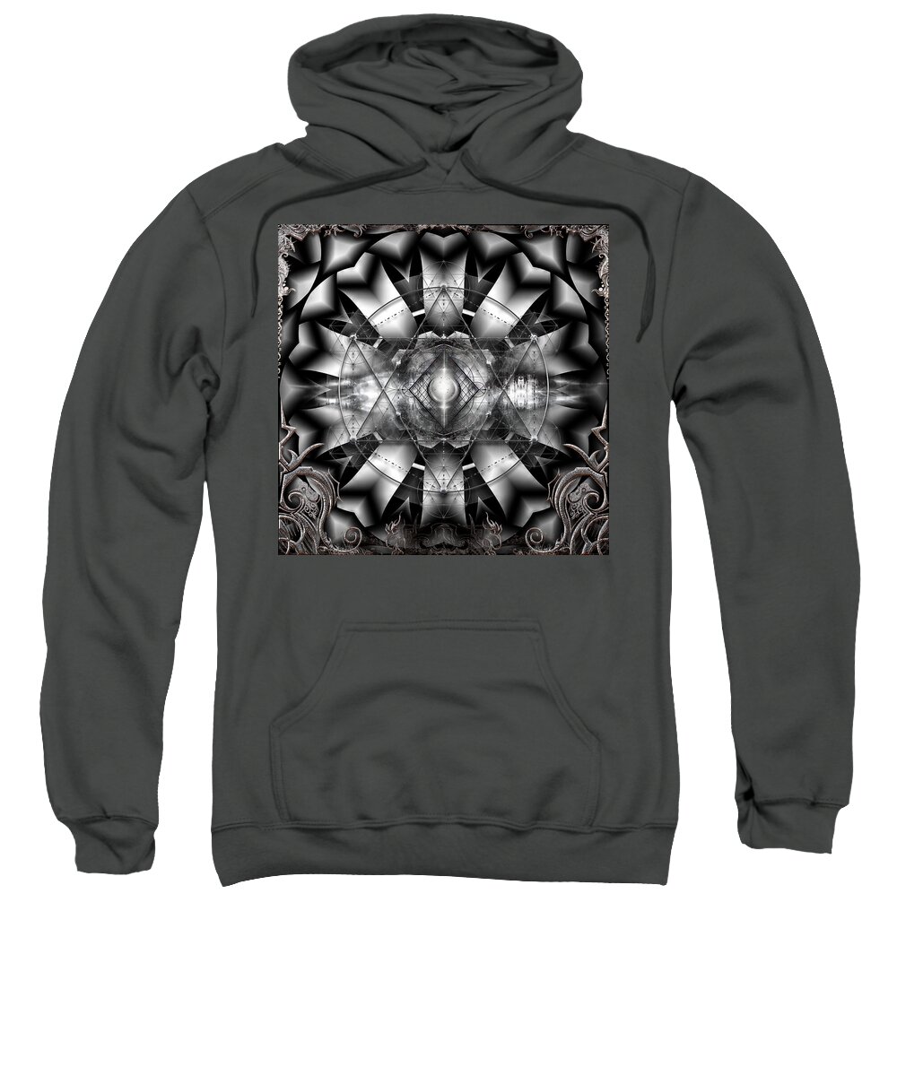Sacred Geometry Sweatshirt featuring the digital art A Silver Lining by Michael Damiani