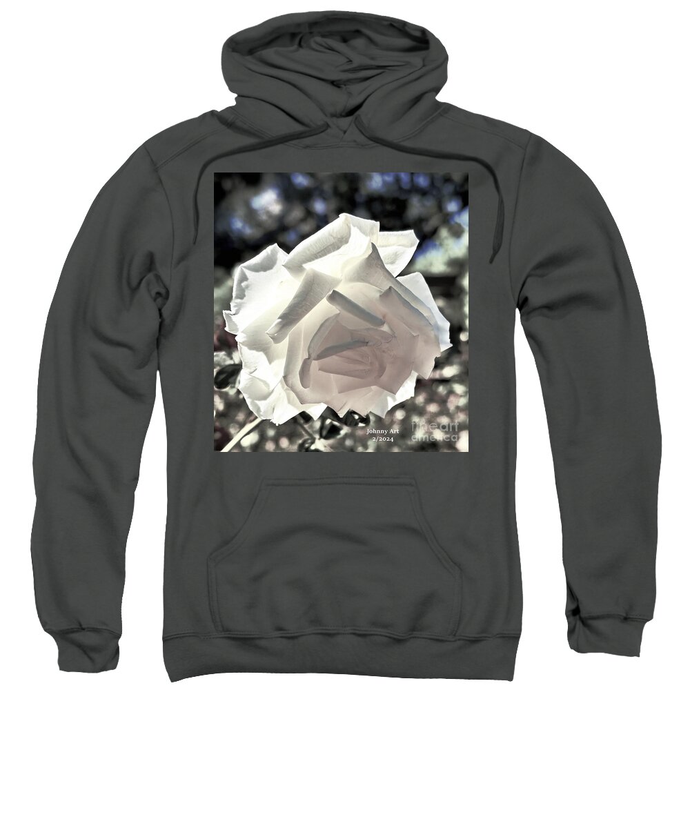 Rose Sweatshirt featuring the photograph A Single White Rose by John Anderson