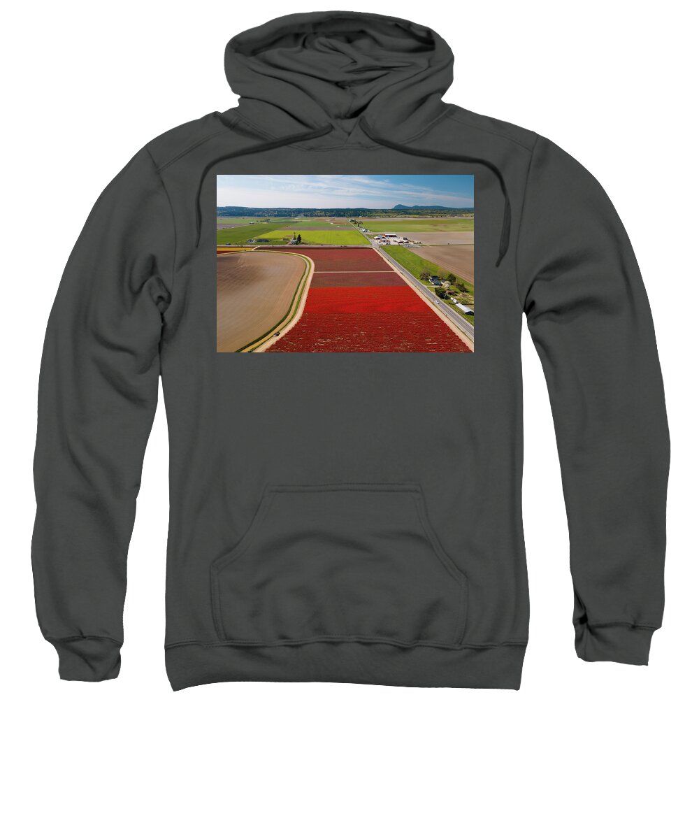 Skagit Valley Tulips Sweatshirt featuring the photograph Aerial Tulips5 by Michael Rauwolf
