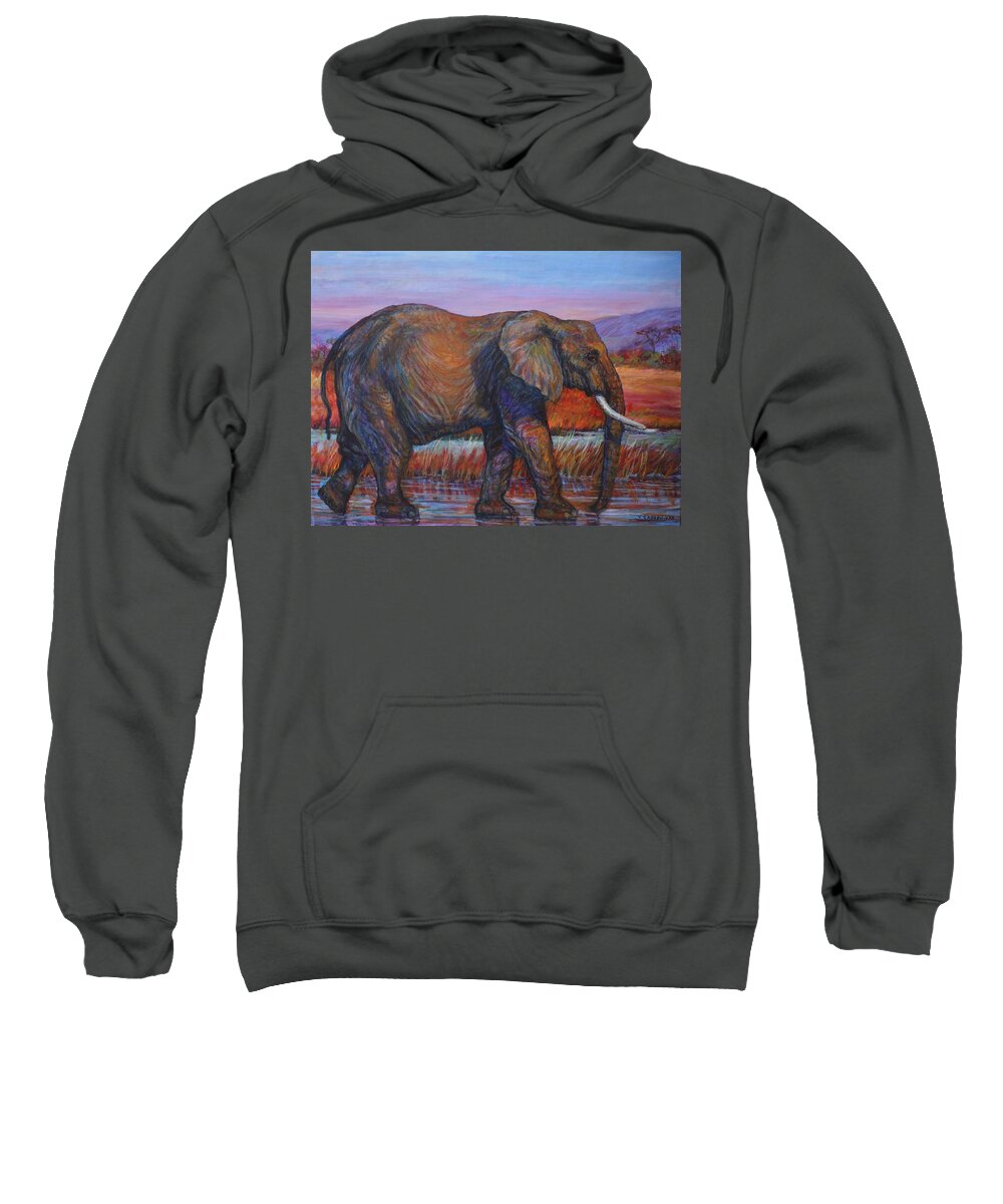 Animal Sweatshirt featuring the painting African Elephant by Veronica Cassell vaz