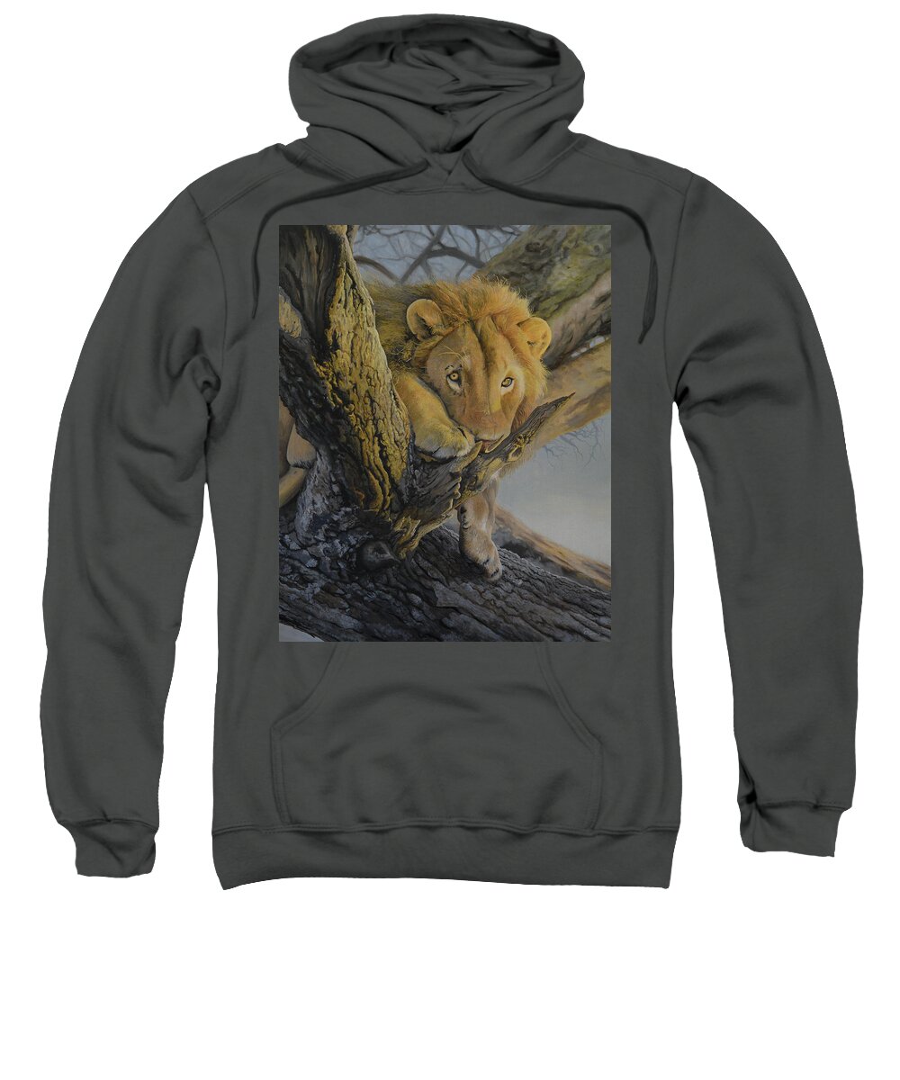 Lion Sweatshirt featuring the painting African Lion by Charles Owens