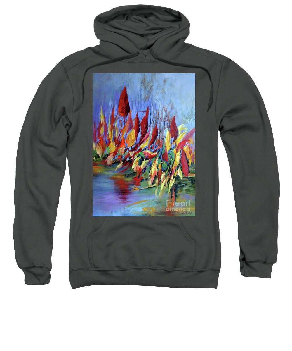 Leaves Sweatshirt featuring the painting After the Rain by Jo Smoley