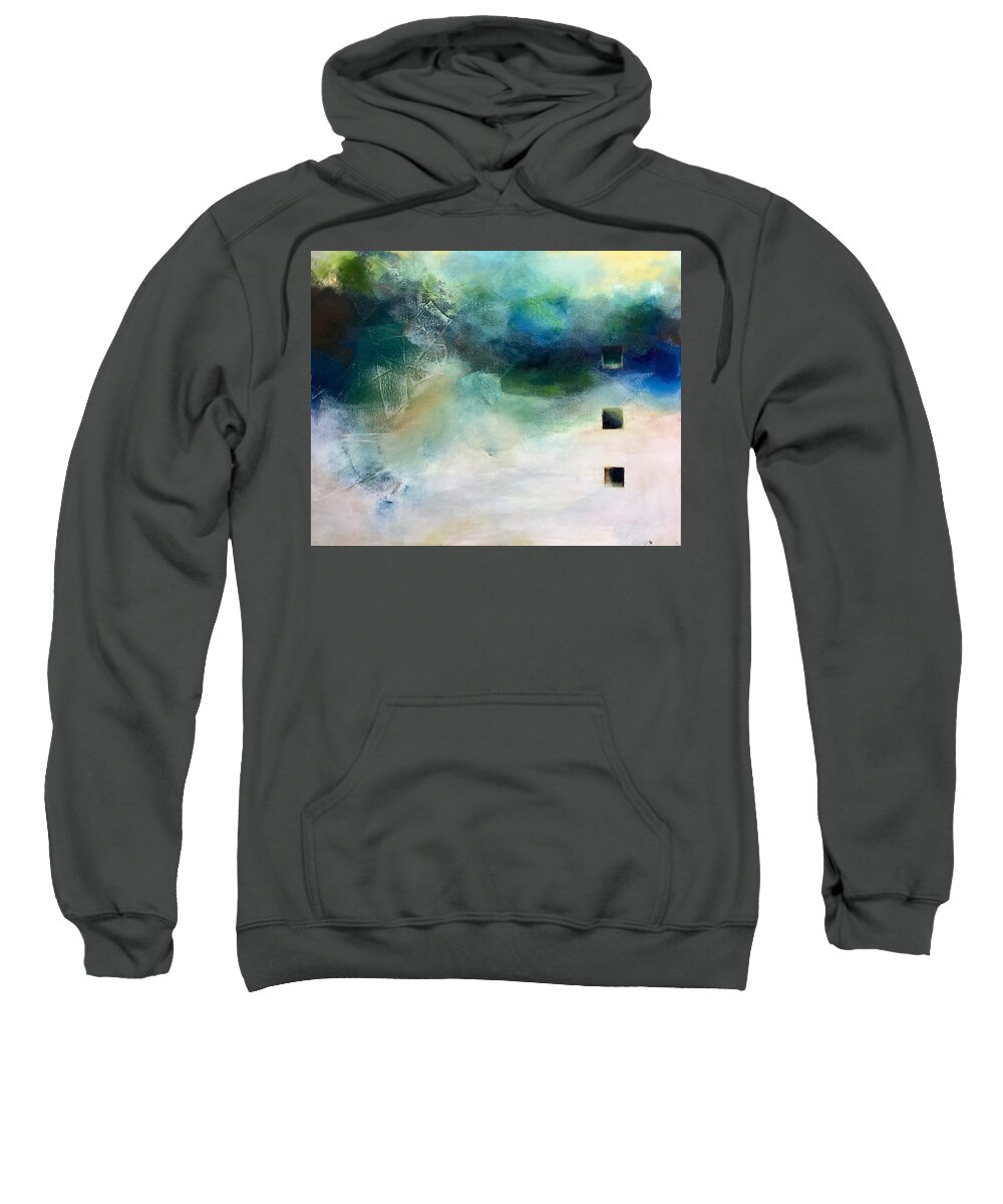 Blue Sweatshirt featuring the painting All at Sea by Vivian Mora