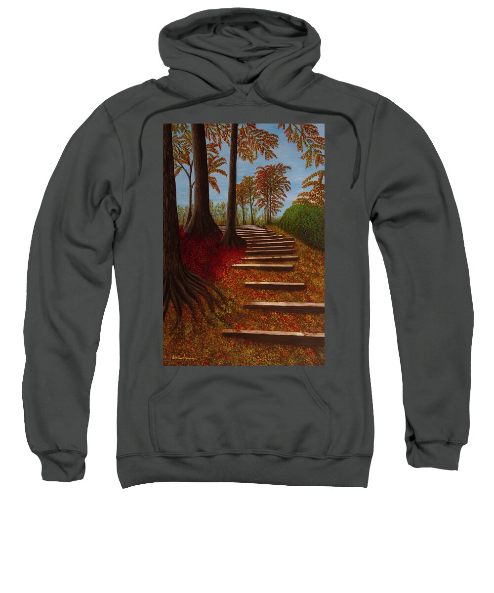 Forest Sweatshirt featuring the painting Almost There by Donna Manaraze