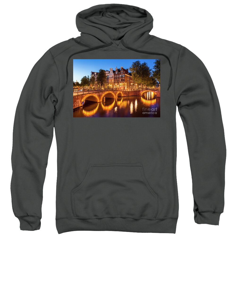 Amsterdam Sweatshirt featuring the photograph Amsterdam bridges over the Keizersgracht canal by Neale And Judith Clark