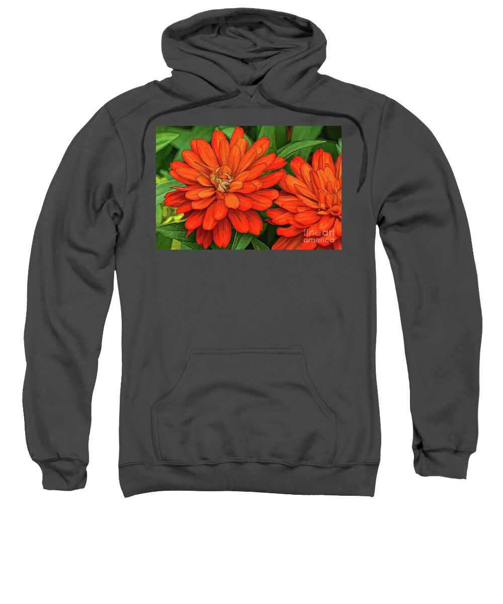 Floral Sweatshirt featuring the photograph An Orange Pair by Diana Mary Sharpton