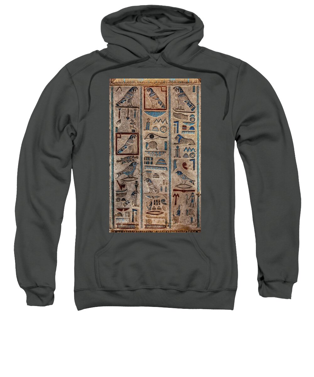 Egypt Sweatshirt featuring the relief Ancient Egypt Color Hieroglyphics by Mikhail Kokhanchikov