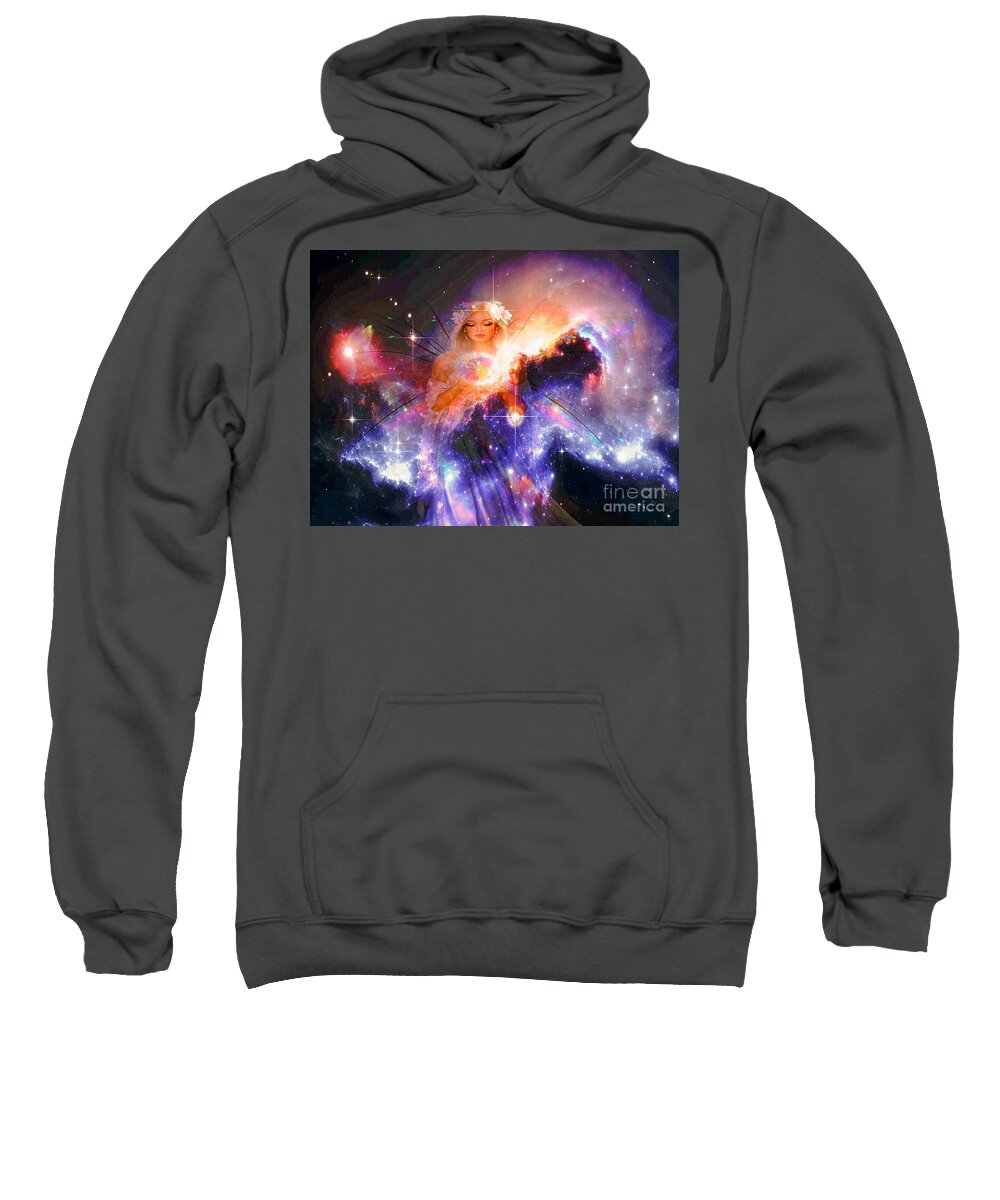 Galaxy Sweatshirt featuring the mixed media Angelic Prayers for Mother Earth by Laurie's Intuitive