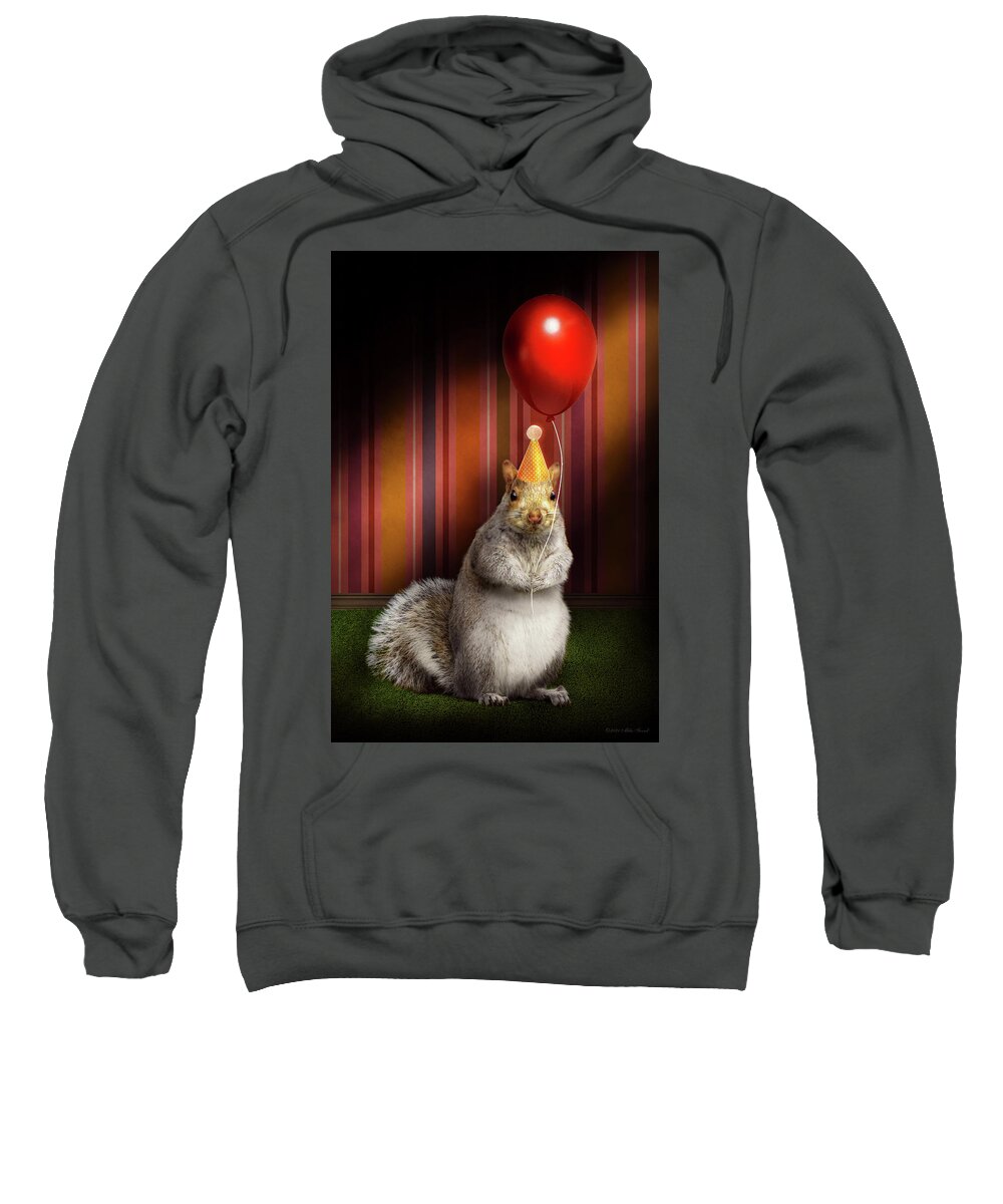 Squirrel Sweatshirt featuring the photograph Animal - Squirrel - Party animal by Mike Savad