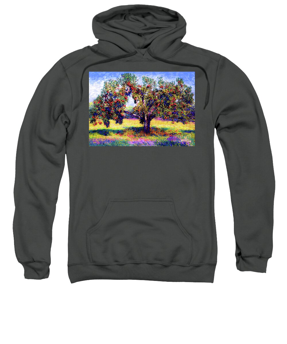 Landscape Sweatshirt featuring the painting Apple Tree Orchard by Jane Small