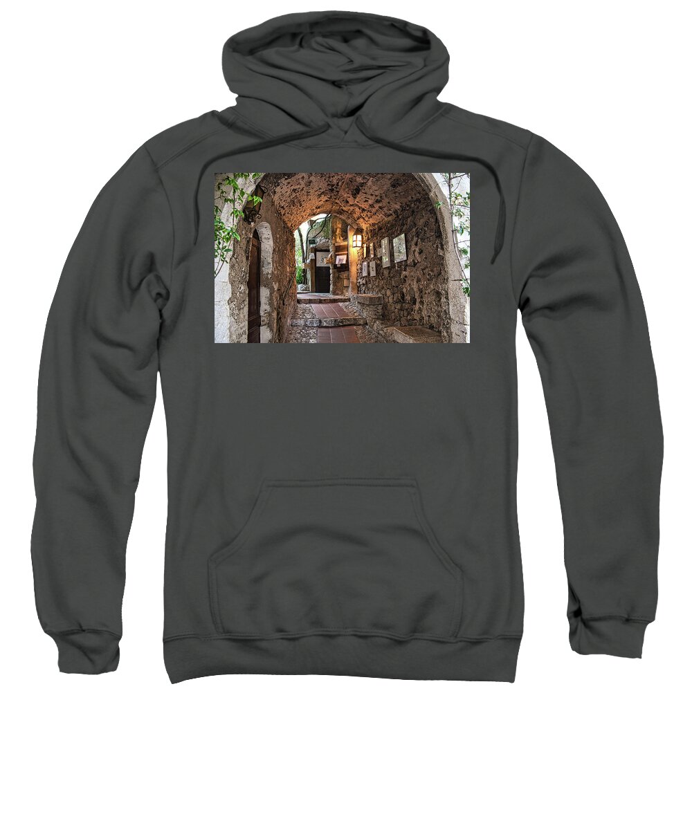 Building Sweatshirt featuring the photograph Arch Passage of Eze by Portia Olaughlin