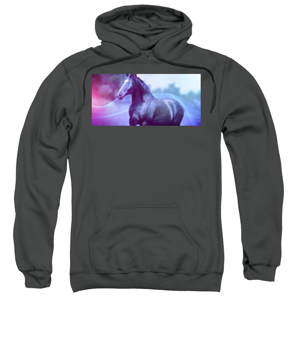 Fantasy Sweatshirt featuring the digital art Art - Mighty Horse by Matthias Zegveld