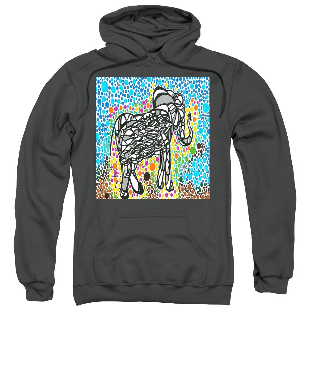Elephant Sweatshirt featuring the mixed media Elephant by Peter Johnstone