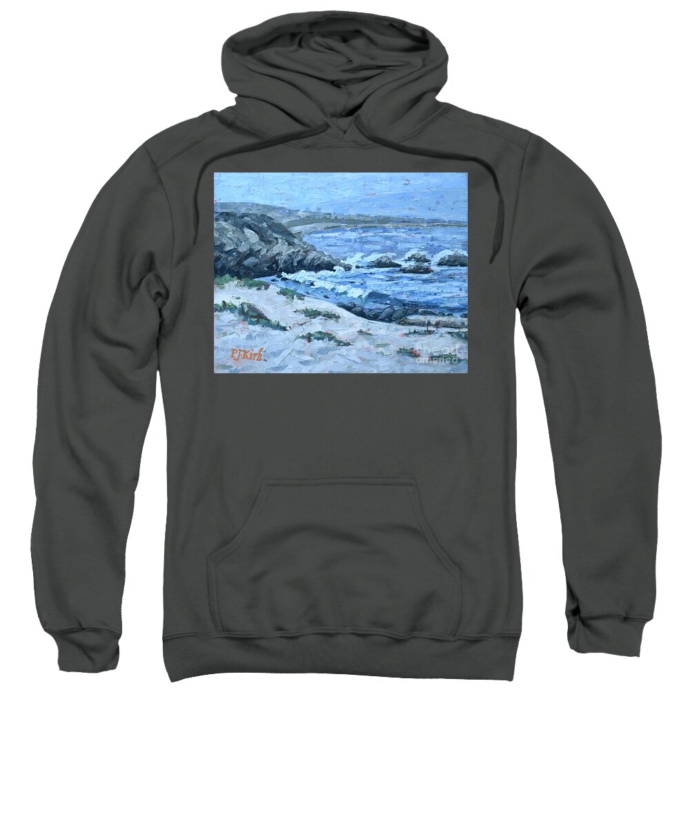 Monterey Sweatshirt featuring the painting Asilomar Wave by PJ Kirk