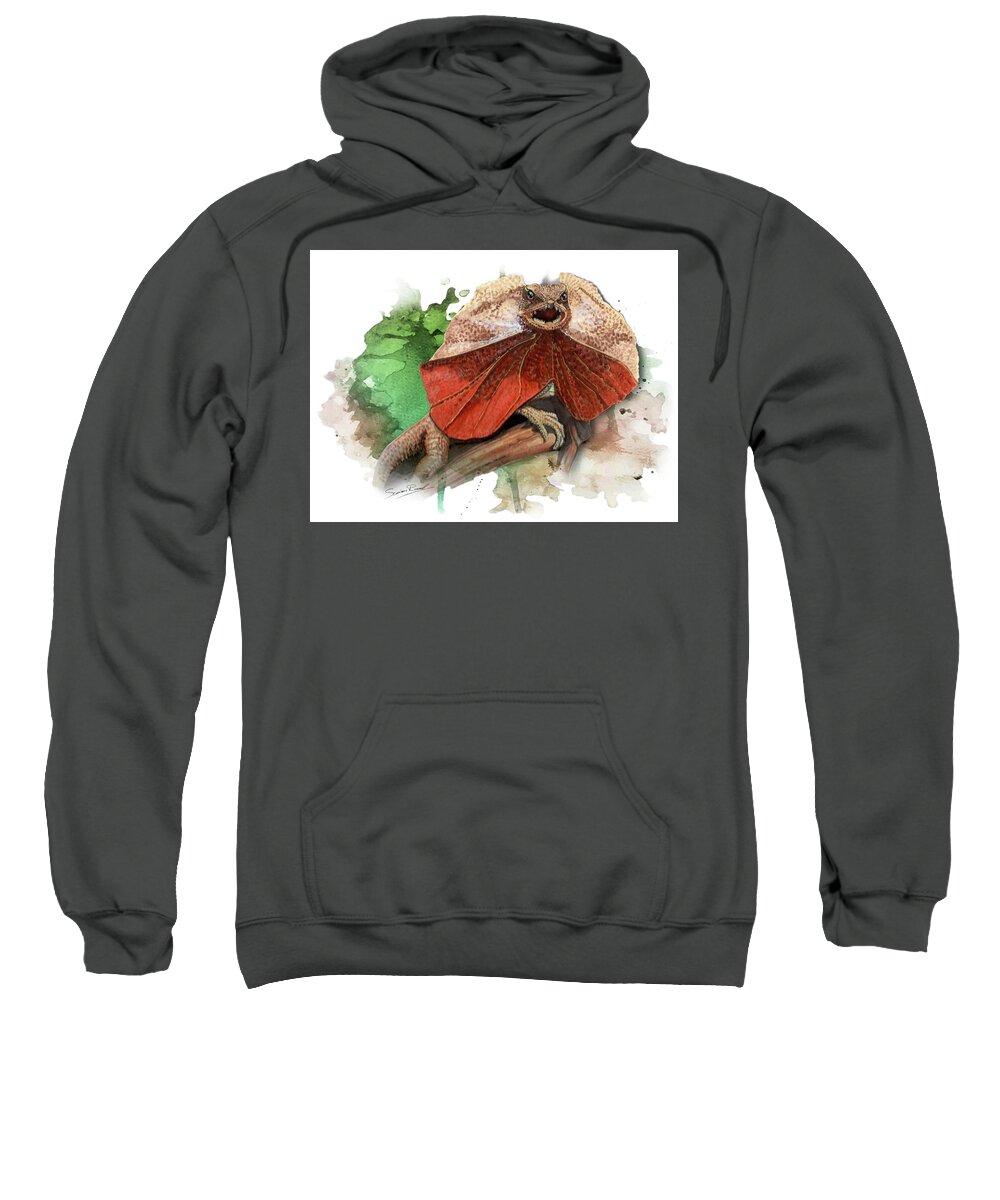 Art Sweatshirt featuring the painting Australian Frilled Necked Lizard by Simon Read