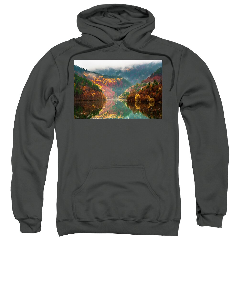 Forest Sweatshirt featuring the photograph Autumn Lake by Evgeni Dinev