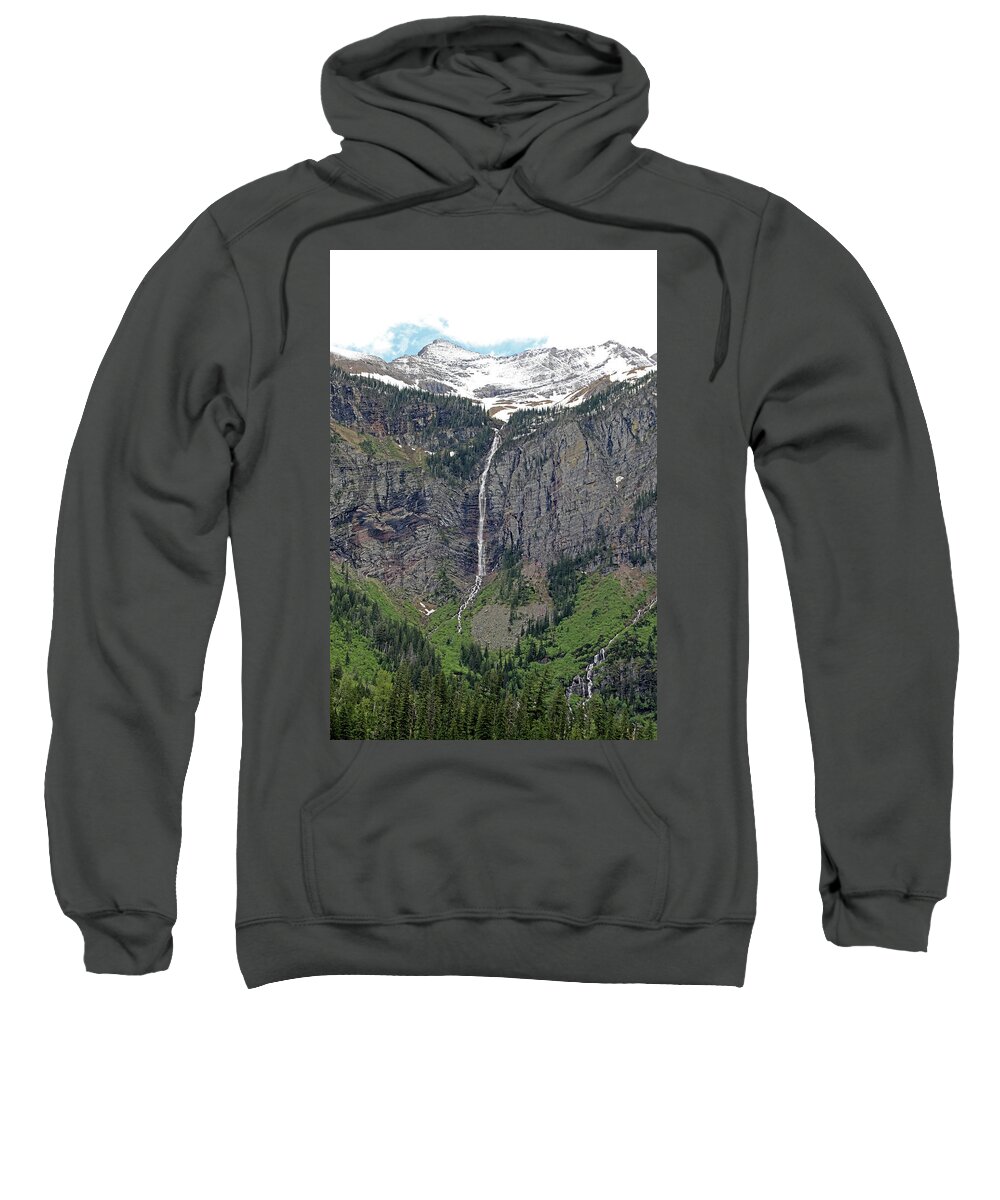 Avalanche Falls Sweatshirt featuring the photograph Avalanche Falls - Glacier National Park by Richard Krebs