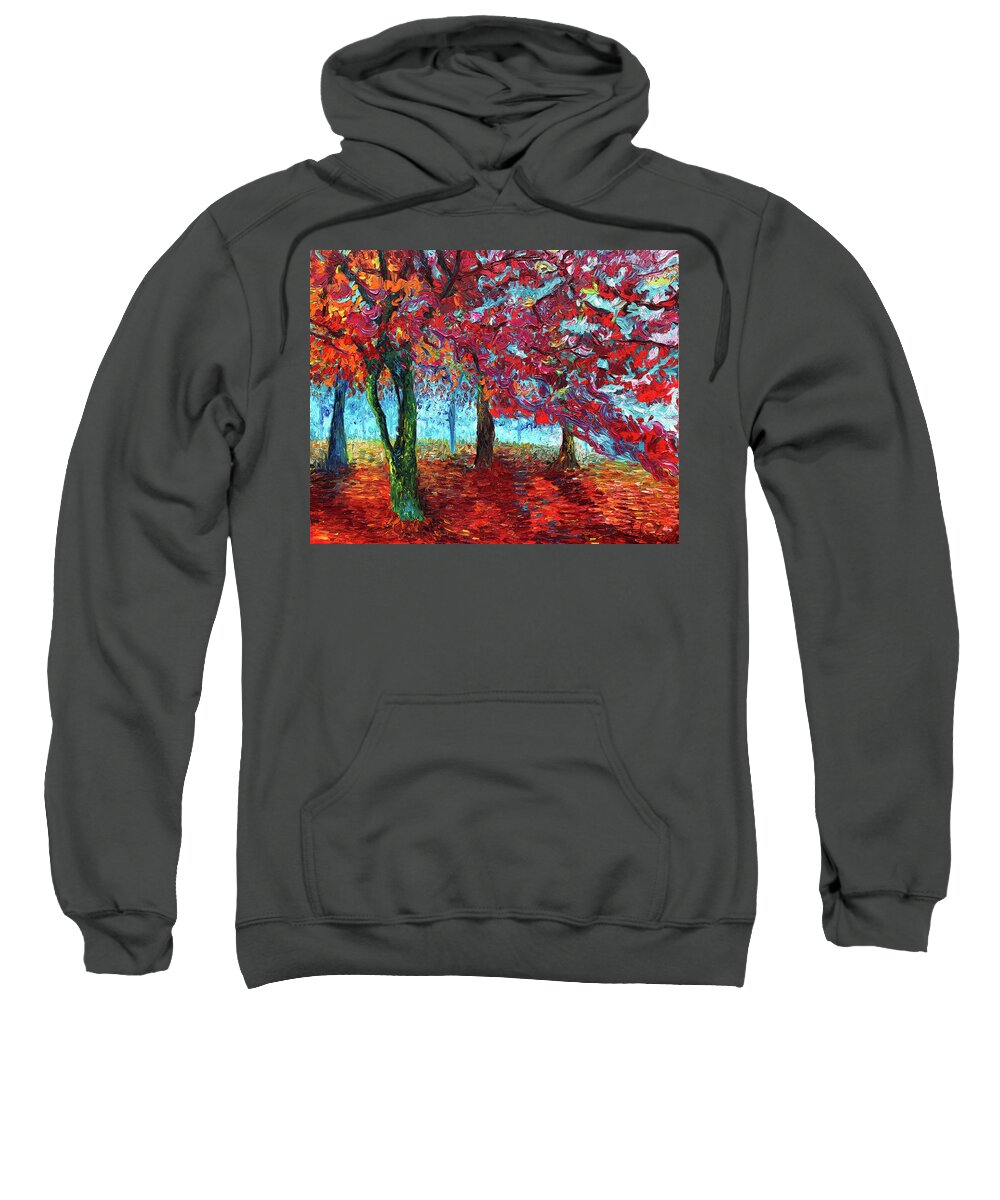 Trees Sweatshirt featuring the painting Azure Mist by Chiara Magni
