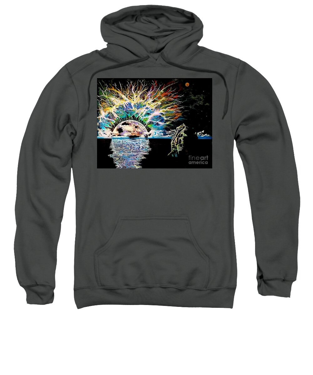 Drawing Sweatshirt featuring the mixed media Bad Moon Rising by David Neace CPX
