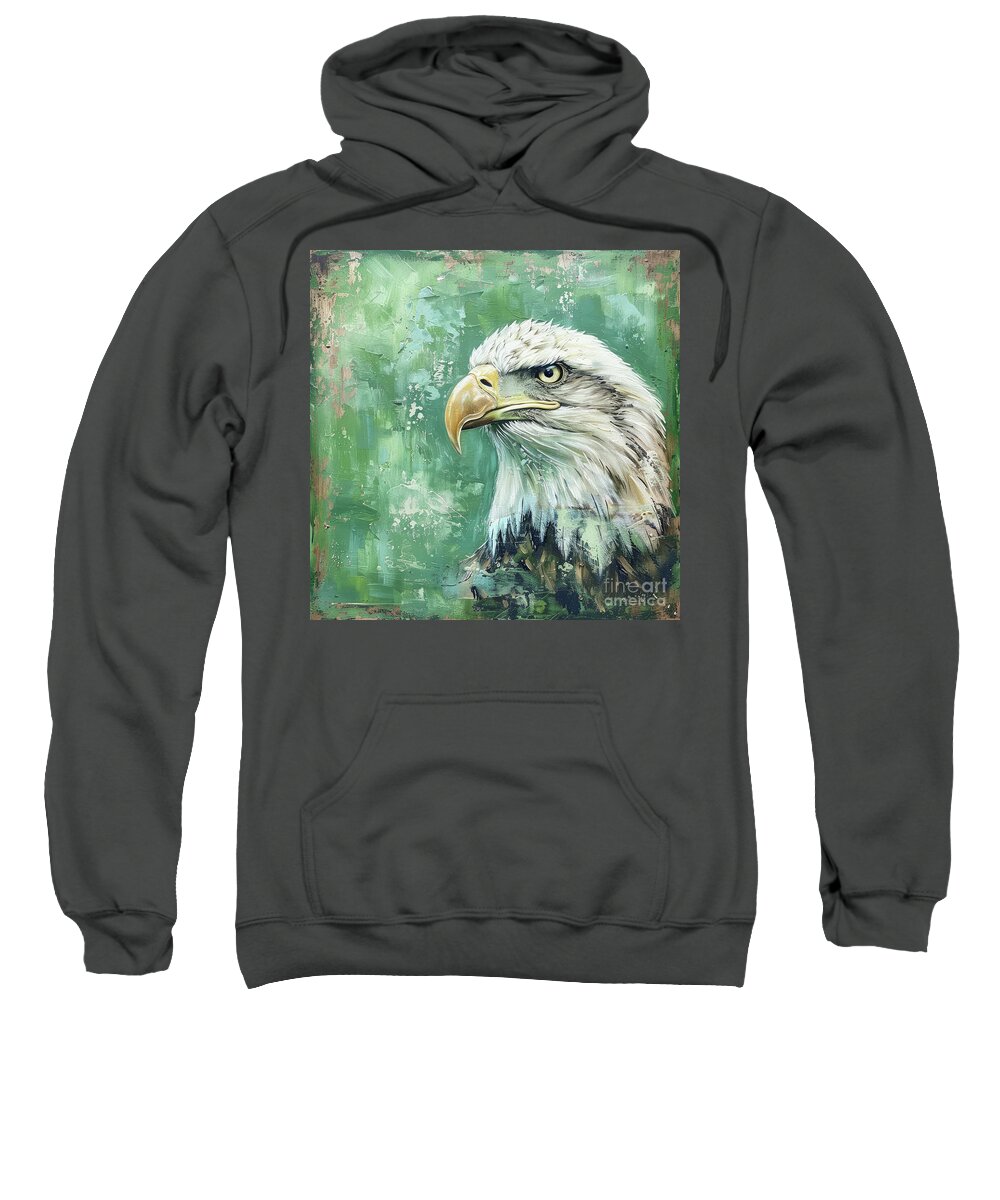 Eagle Sweatshirt featuring the painting Bald Eagle Portrait by Tina LeCour