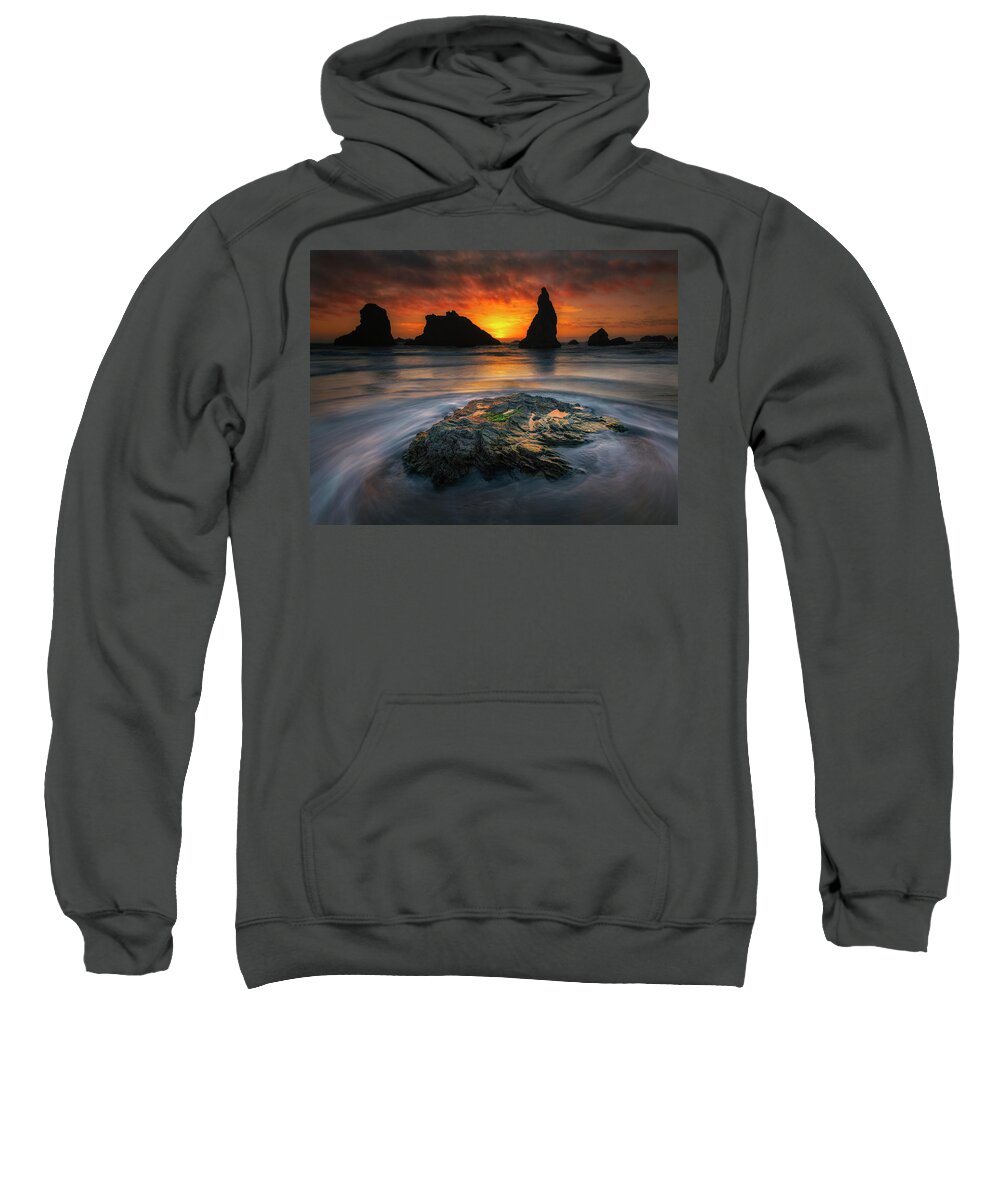 Sunset Sweatshirt featuring the photograph Bandon Beach Sunset by Michael Ash
