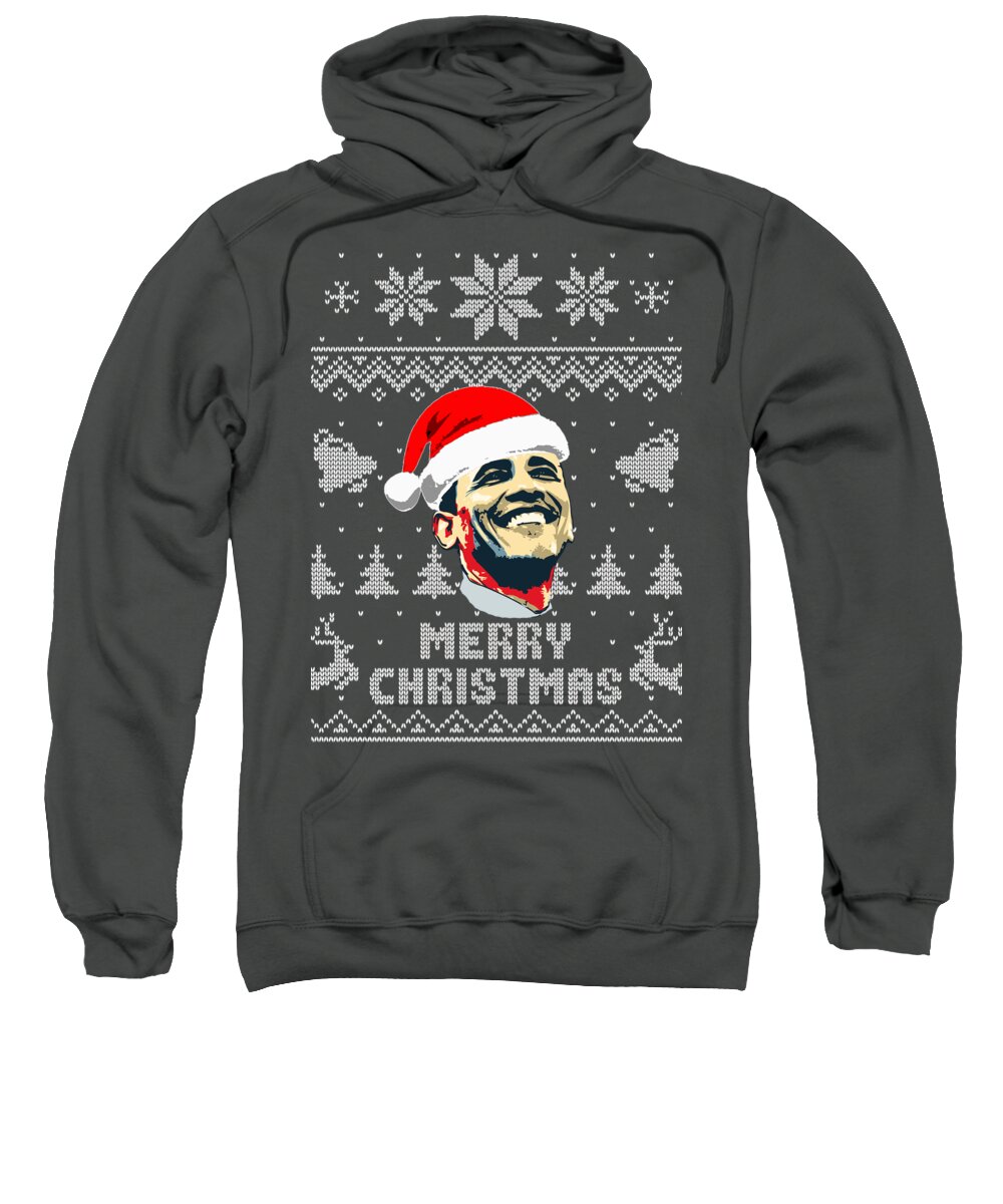 North America Sweatshirt featuring the digital art Barack Obama Merry Christmas by Filip Schpindel