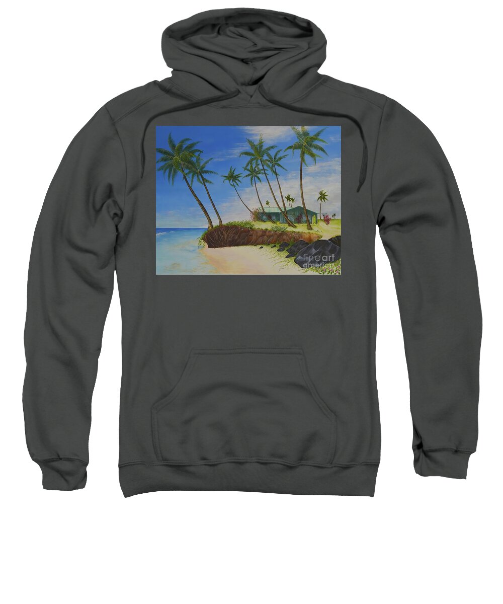 Beach House Sweatshirt featuring the painting Beach House by Mary Deal