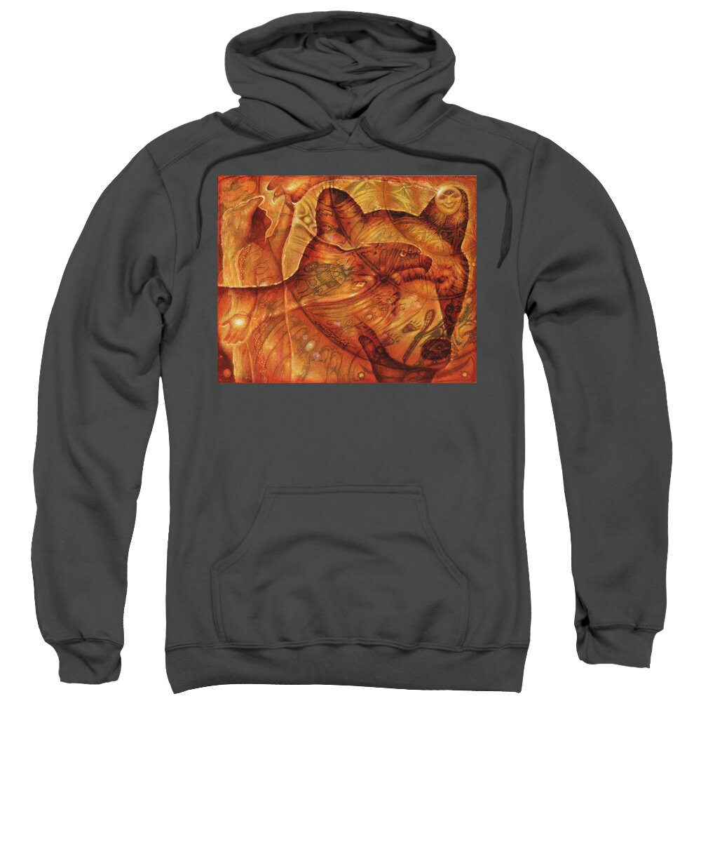 Dreams Sweatshirt featuring the painting Bear Hands by Kevin Chasing Wolf Hutchins