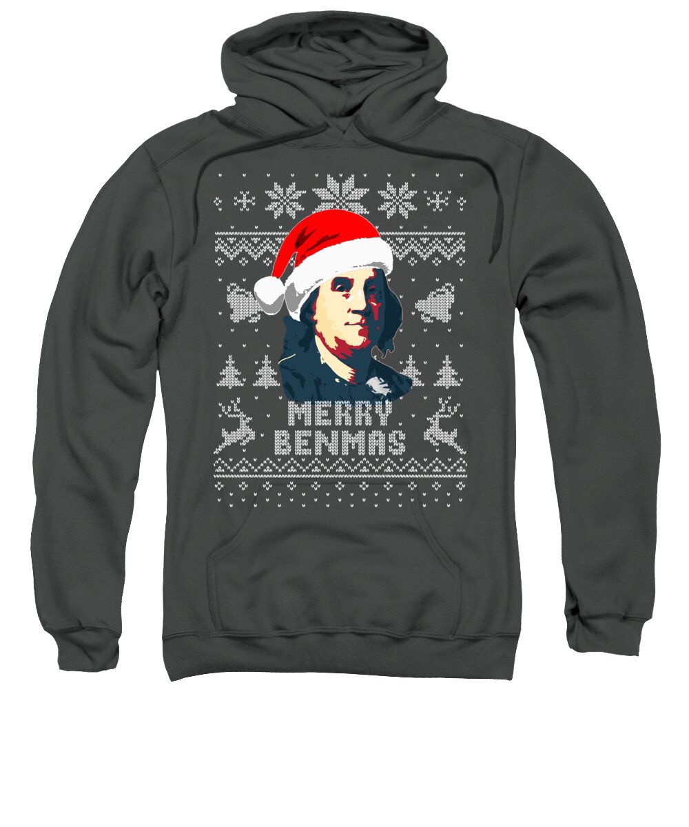 Santa Sweatshirt featuring the digital art Benjamin Franklin Merry Benmas by Megan Miller