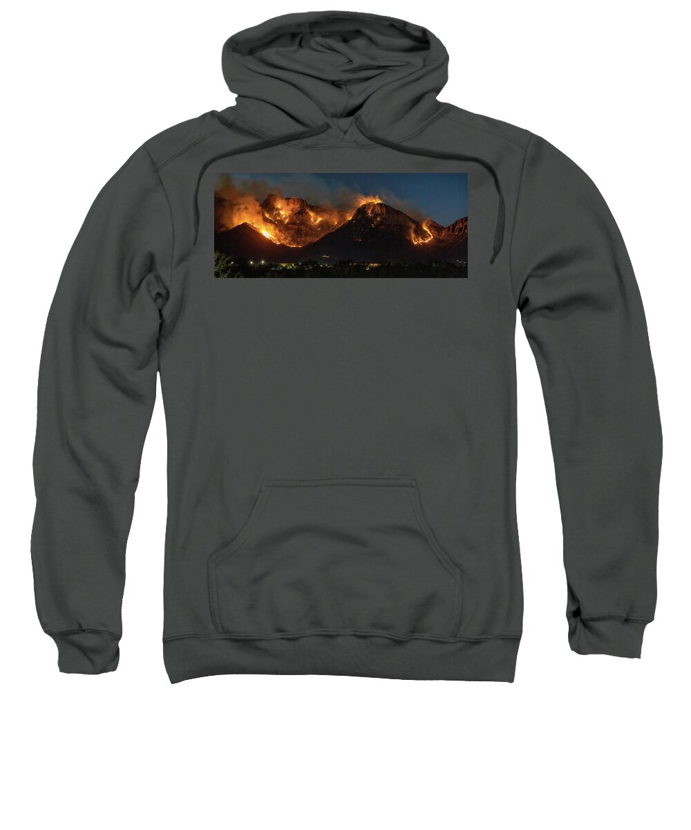 American Southwest Sweatshirt featuring the photograph Bighorn Fire Burns Near Tucson by James Capo