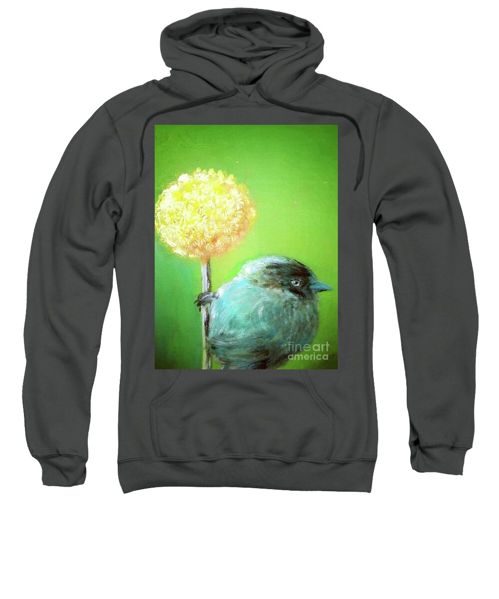 Bird Sweatshirt featuring the painting Birdy Nam Nam by Alexandra Vusir