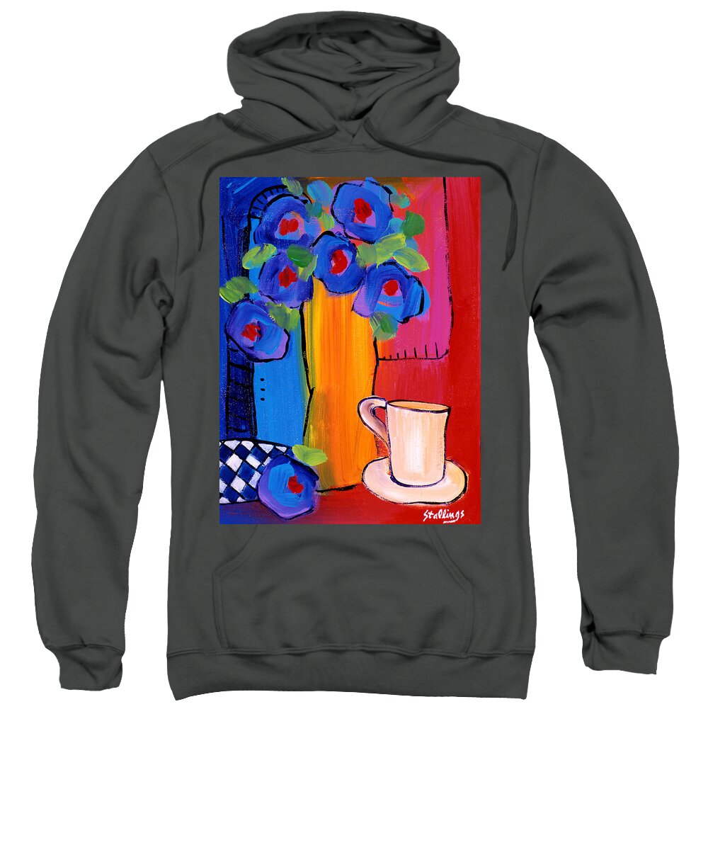 Still Life Sweatshirt featuring the painting Bistro Five by Jim Stallings