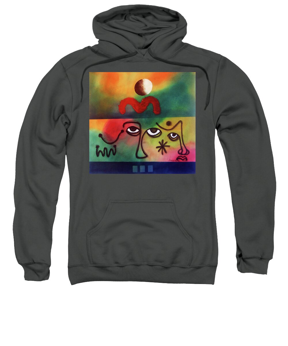 African Art Sweatshirt featuring the painting Black Son Rising by Winston Saoli