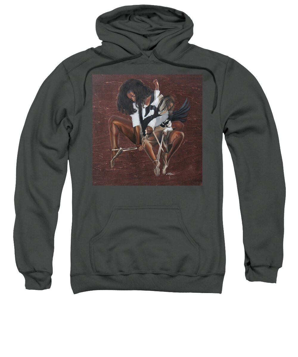 Black Sweatshirt featuring the painting Black Swan by Jerome White