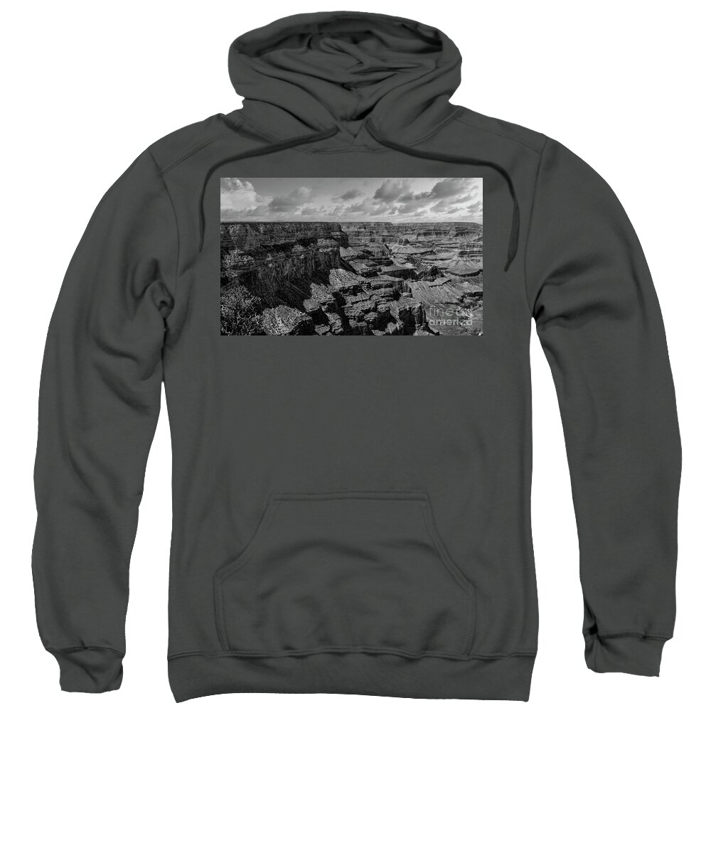 Grand Canyon Sweatshirt featuring the photograph Black White Textures of Grand Canyon Arizona by Chuck Kuhn