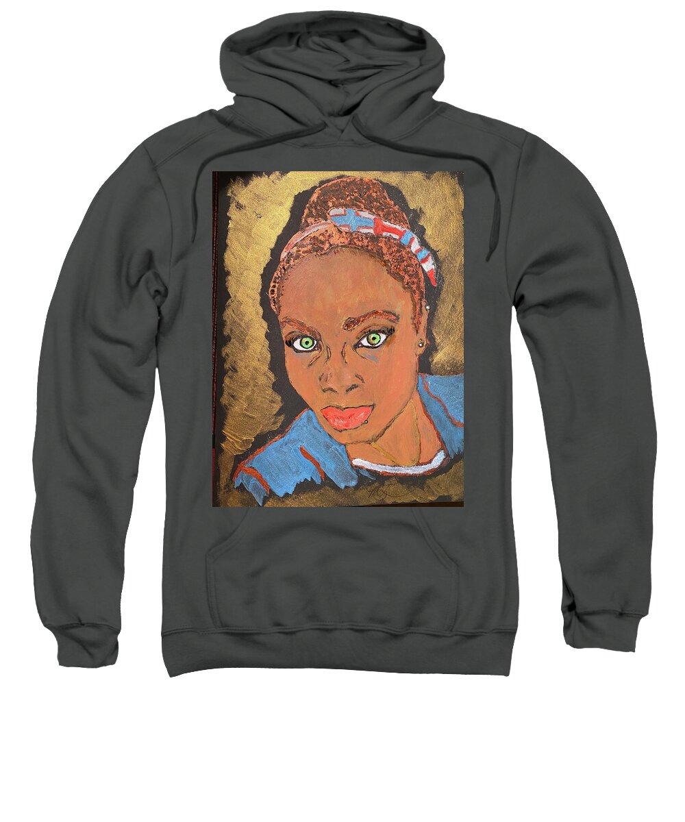 Goddess Sweatshirt featuring the painting African-american Golden Goddess by Melody Fowler