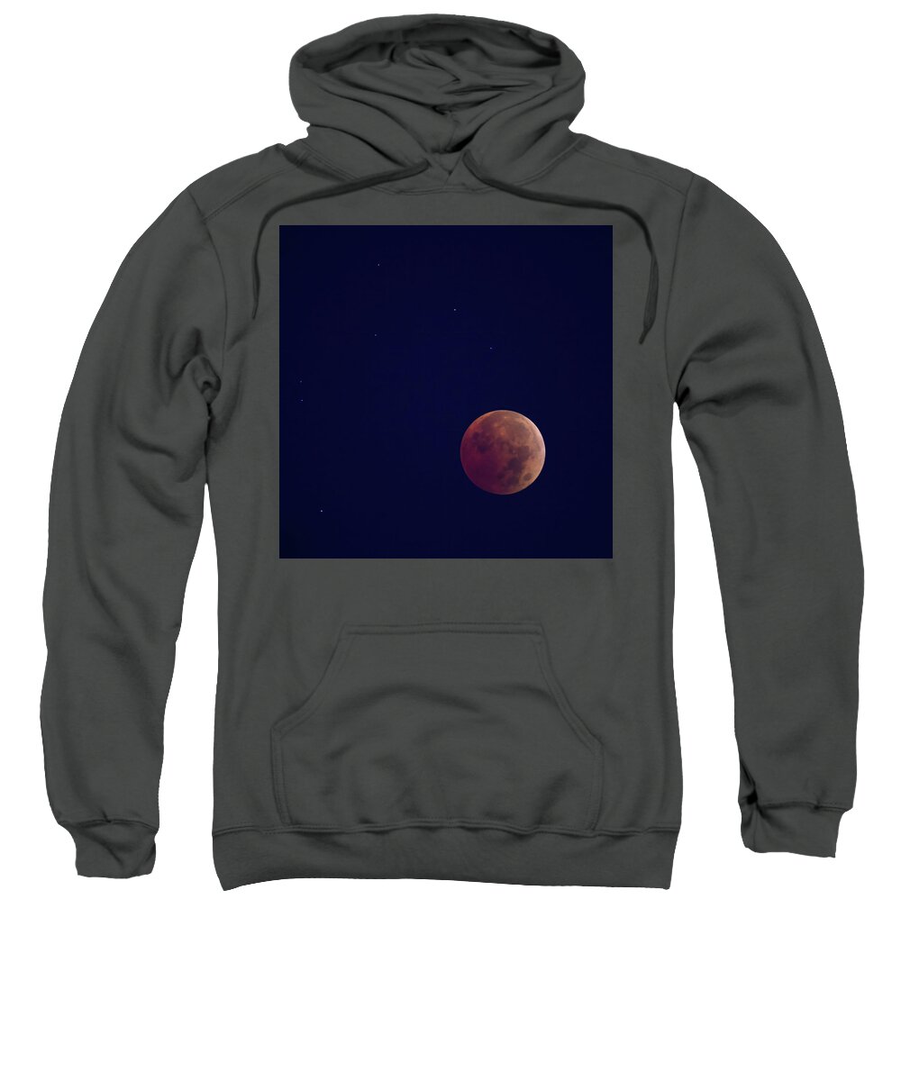 Moon Sweatshirt featuring the photograph Blood Moon at Totality by Flinn Hackett