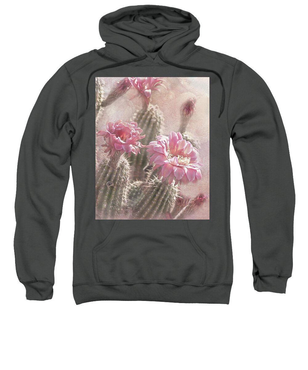 Black Cactus Sweatshirt featuring the digital art Blooms of Tucson by Steve Kelley