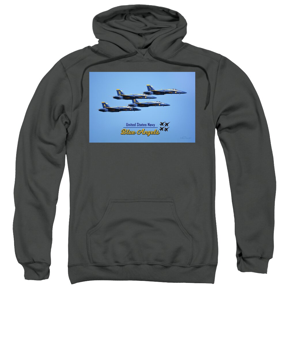 Blue Angels Sweatshirt featuring the photograph Blue Angels Side View Transition to Diamond Formation by Brian Tada