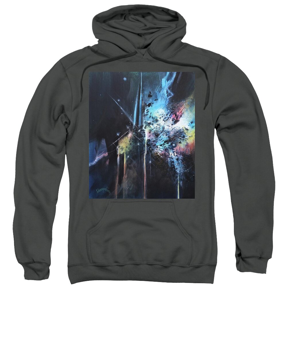  Blue Ice Sweatshirt featuring the painting Blue Ice Crystals by Tom Shropshire
