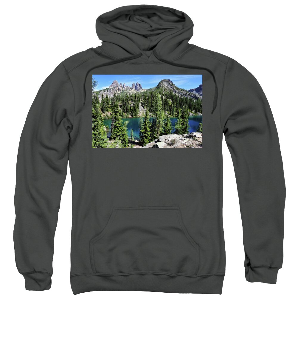 Mountains Sweatshirt featuring the photograph Blue Lake by Sylvia Cook