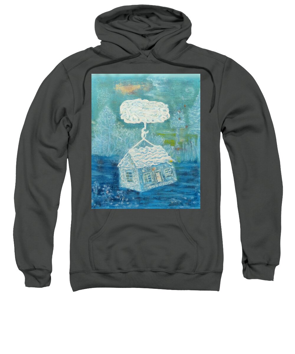 Blue With Cloud Sweatshirt featuring the painting Blue with cloud by Elzbieta Goszczycka