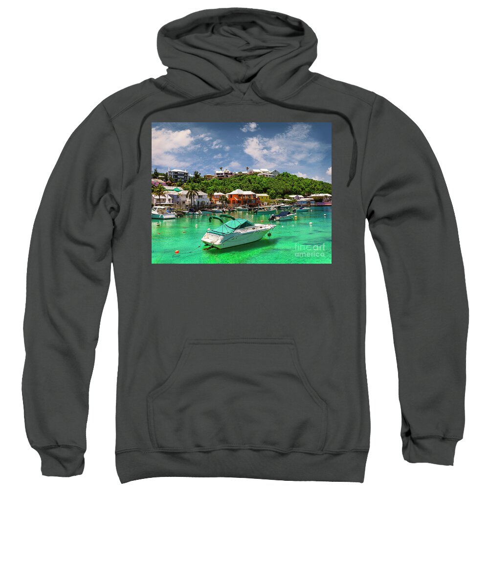 Bermuda Sweatshirt featuring the photograph Boats in Beautiful Bermuda by Nick Zelinsky Jr