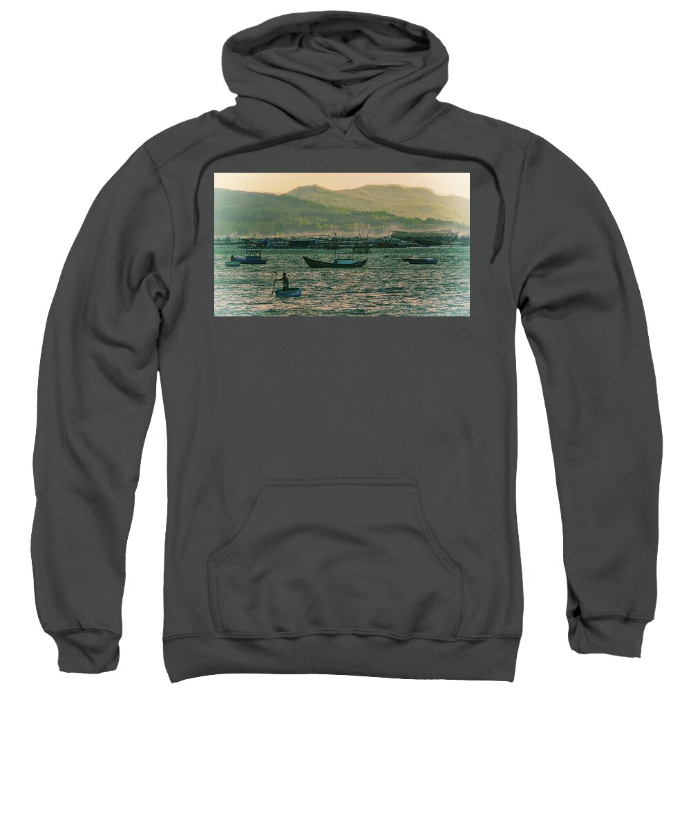 Boat Sweatshirt featuring the photograph Boats in the Central Vietnam by Robert Bociaga