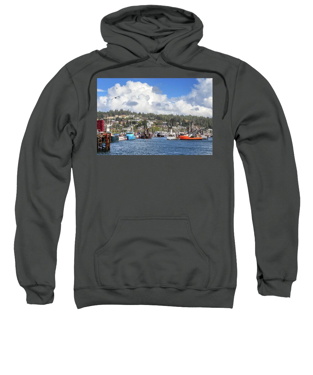 Boats Sweatshirt featuring the photograph Boats In Yaquina Bay by James Eddy