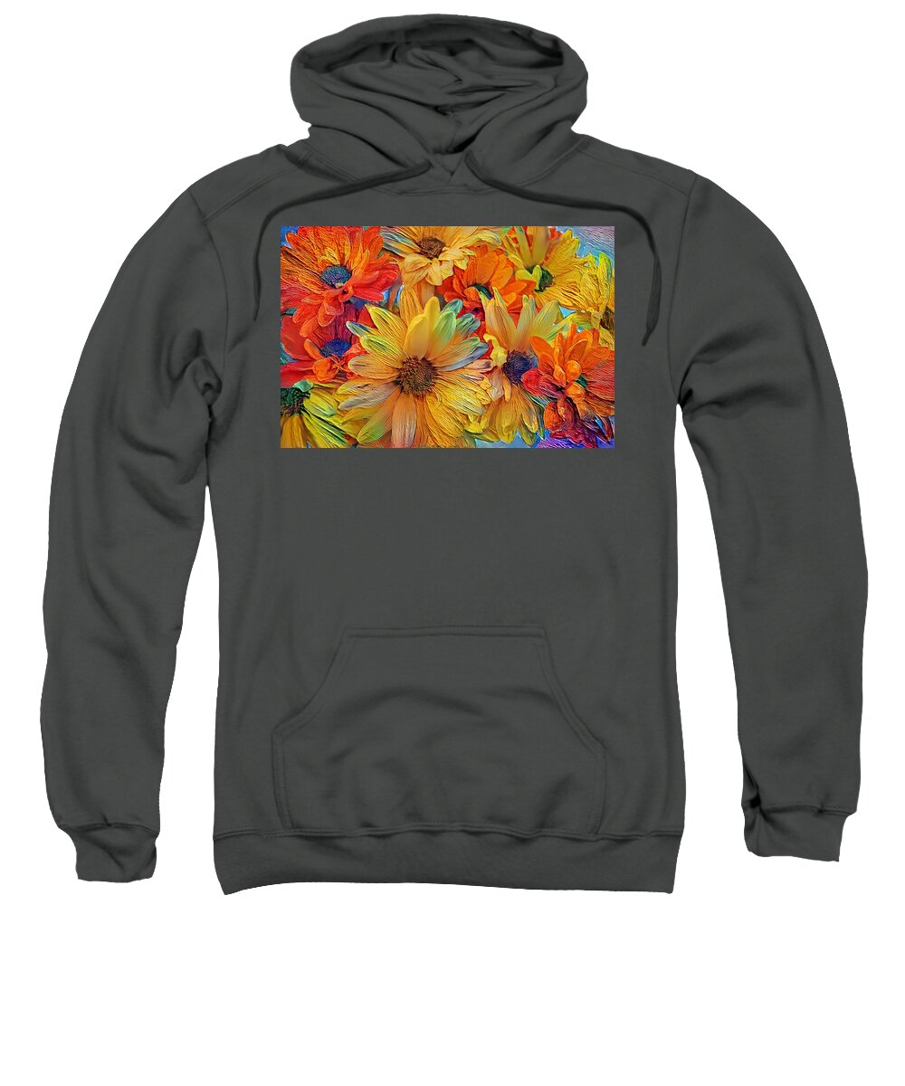 Flowers Sweatshirt featuring the mixed media Bold and Beautiful Bouquet by Debra Kewley