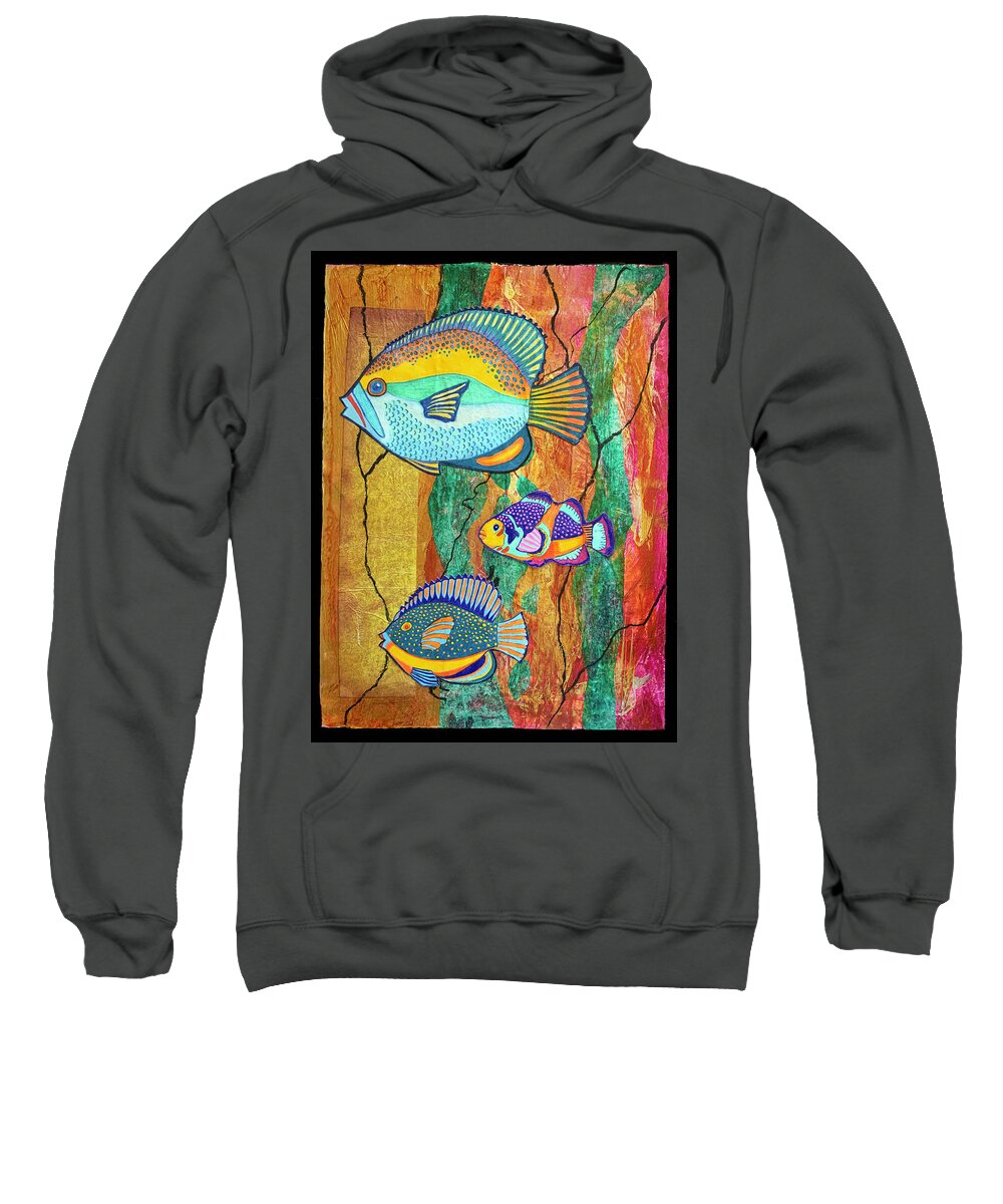 Fish Sweatshirt featuring the mixed media Brilliant Fish by Lorena Cassady