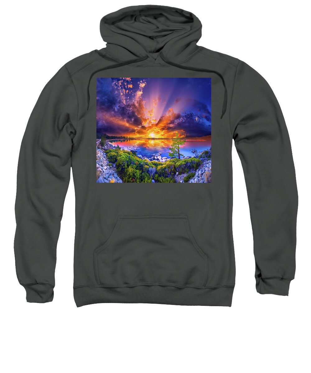 Amazing Sweatshirt featuring the photograph Brilliant Gold Blue Sunrise Lake Tahoe by Eszra Tanner