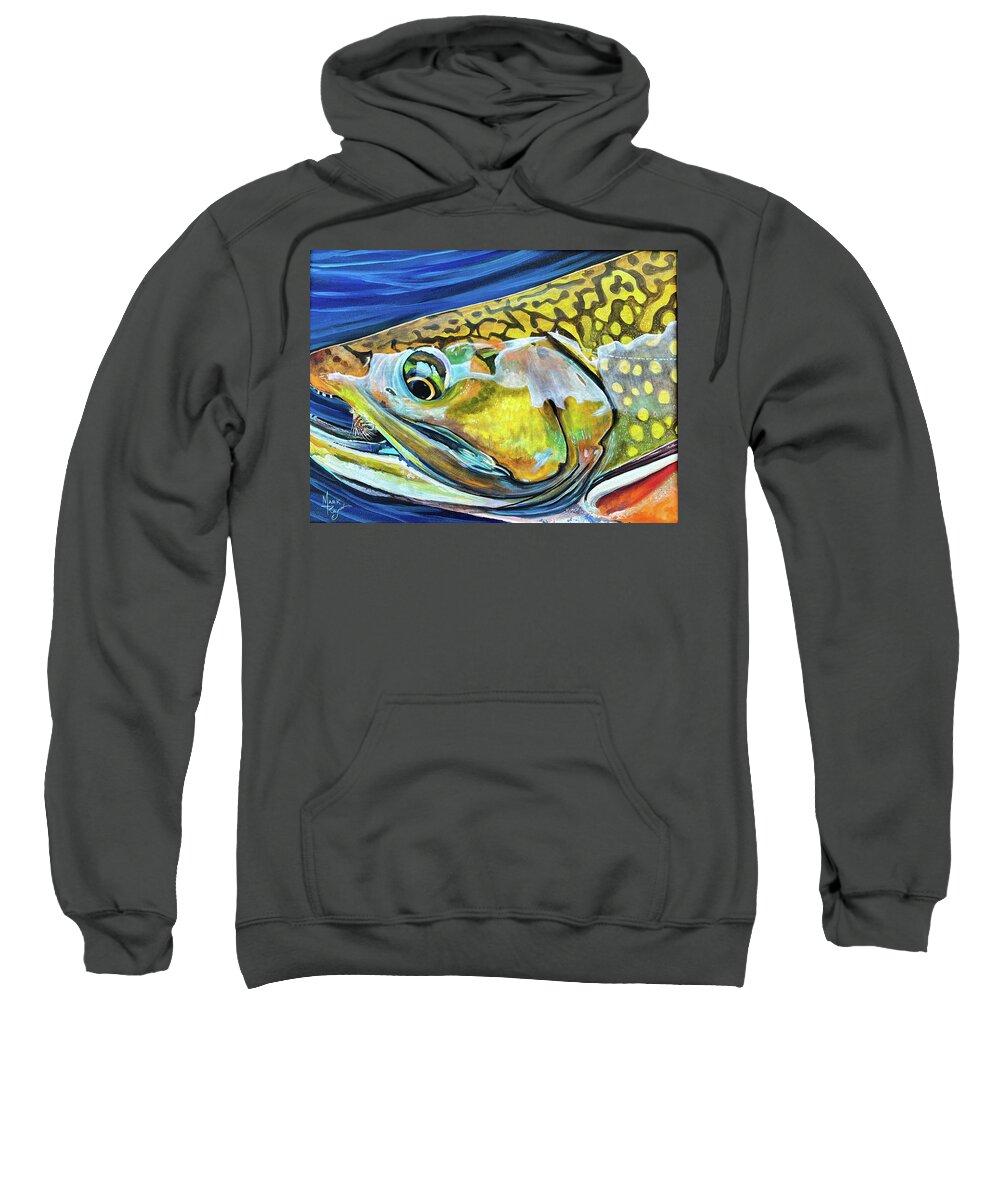Trout Sweatshirt featuring the painting Brook Trout by Mark Ray