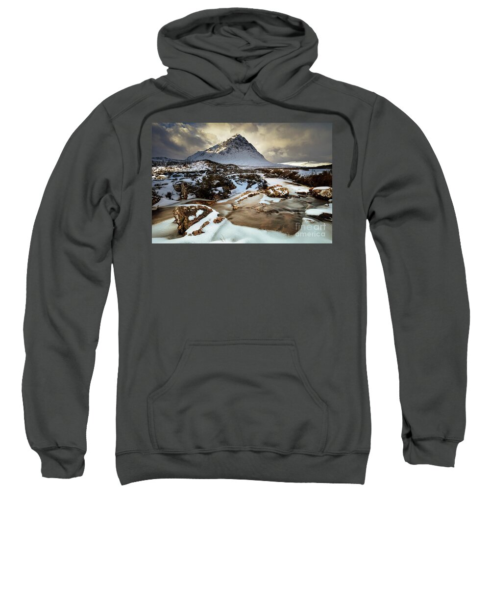 Buachaille Etive Mor Sweatshirt featuring the photograph Buachaille Etive Mor storm, Scottish Highlands by Neale And Judith Clark